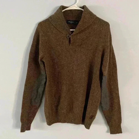 Paul Smith Men’s Wool Blend Tight Knit Collared Jumper Brown Size Small - Picture 1 of 10